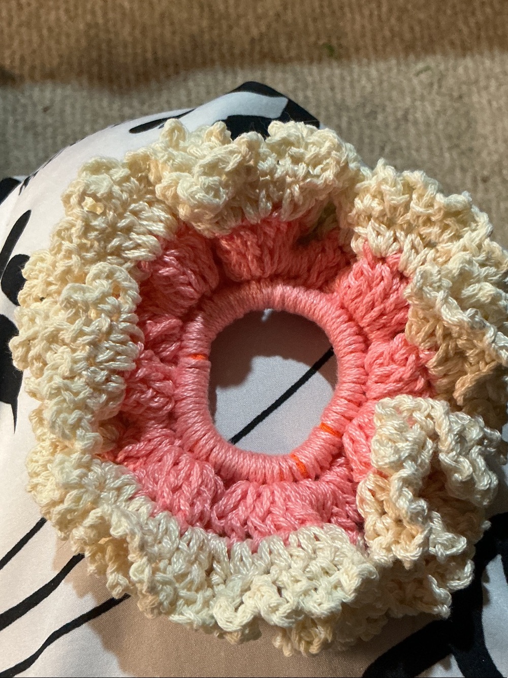 Blossom Scrunchie in Pink and Cream